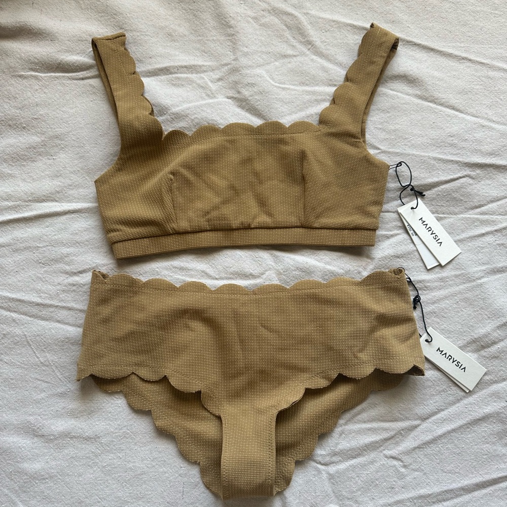 Marysia Tan Scalloped Bikini Palm Springs Top Spring Bottom NWT